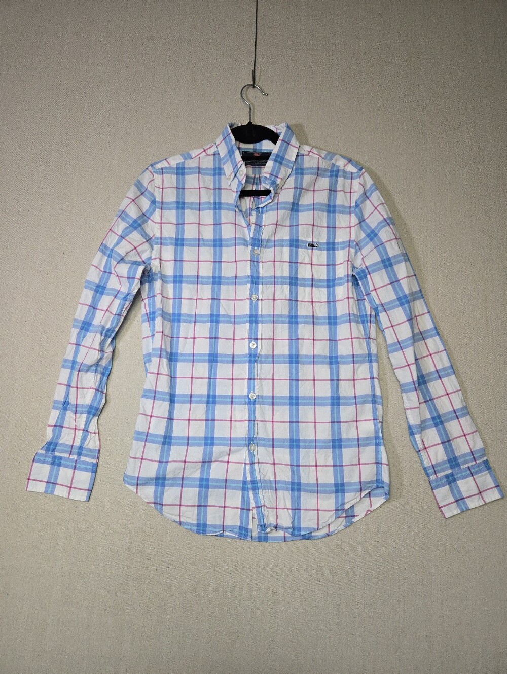 Vineyard Vines Blue, White & Pink Plaid Button-Down Shirt